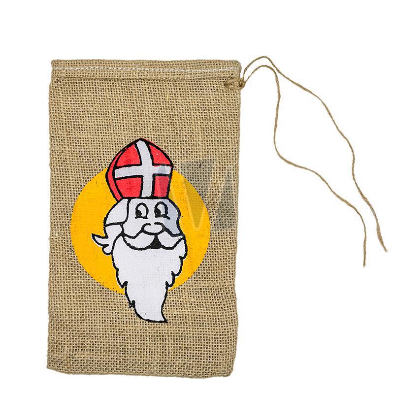 geleidelijk Bedienen Zeeanemoon Jute zak met Sinterklaas opdruk 15 x 25 cm